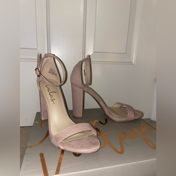 Lulus - Taylor Blush Suede Ankle Strap Heels - Picture 2 of 6